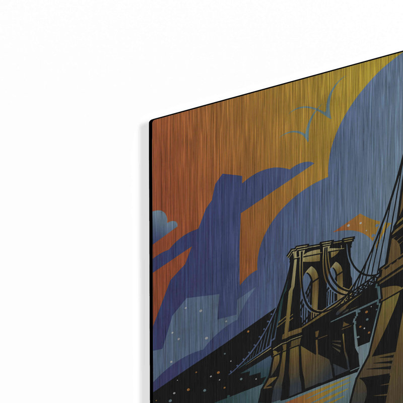 Winston Porter «Brooklyn Bridge» par David Chestnutt, art mural en métal, H 16 po x l 24 po