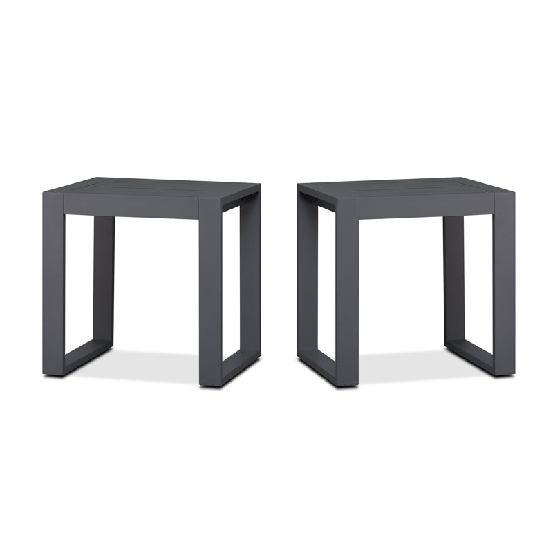 BALTIC 20" Metal Outdoor Side Table (Set of 2) by Real Flame, Gray