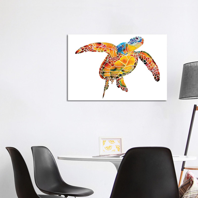 «Sea Turtle I» par Jo Lynch - reproduction d'art, H 26 po x l 40 po x 1,5 po, Toile tendue, Aucun mat