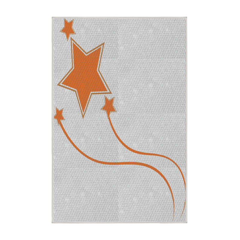 Tapis gris/zone orange à motifs, Rectangle 3 pi x 5 pi