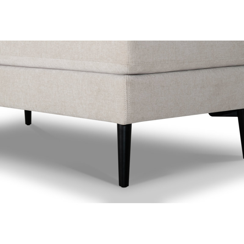 Repose-pieds de cocktail rectangulaire 47 po Bilal, Chenille performance crème Lux