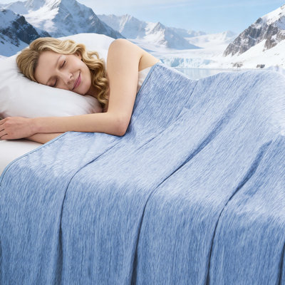 Pfasdfw Cooling Blanket for Hot Sleepers, Absorbs Heat to Keep Adults Cool, Cloud Print Summer Throw Blanket, Lightweight Soft Cold Blanket for Couch Bed Travel Camping, Blue, King (90"x108")