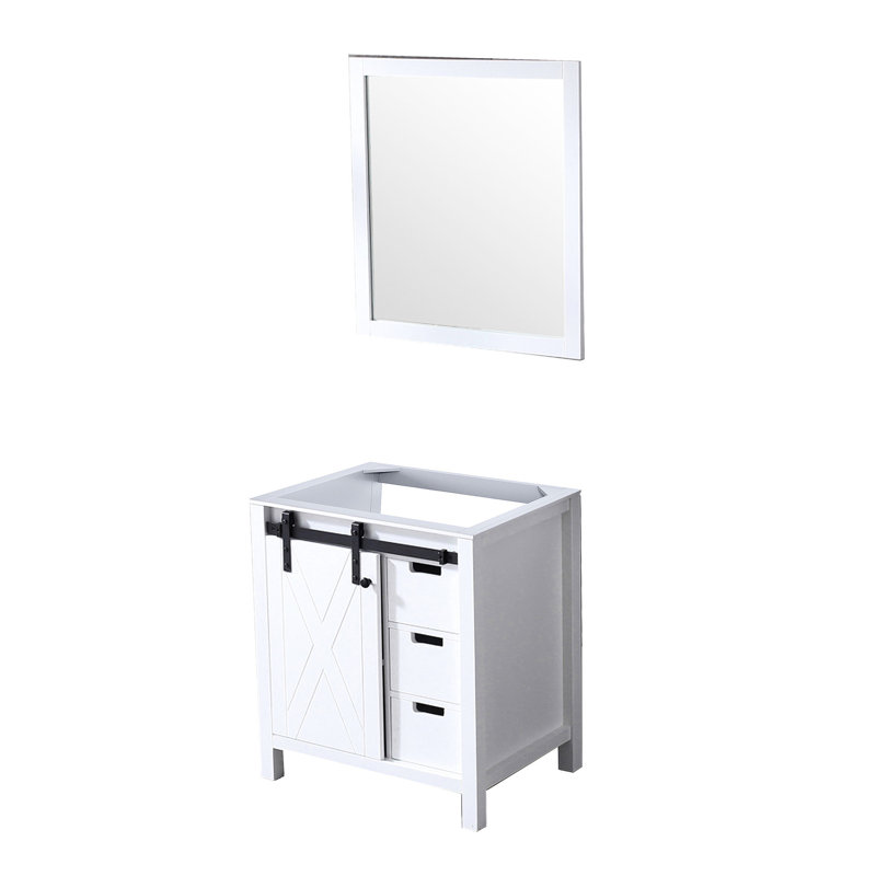 Meuble-lavabo blanc 30 po L 36 po x P 22 po - Étagère d'armoire ouverte à 3 tiroirs et miroir à 28 tiroirs pour salle de bain 28 po