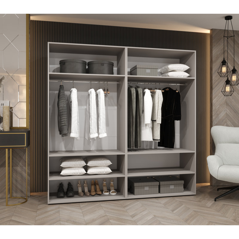 Manufactured Wood Wardrobe, cashmere + handles: gold