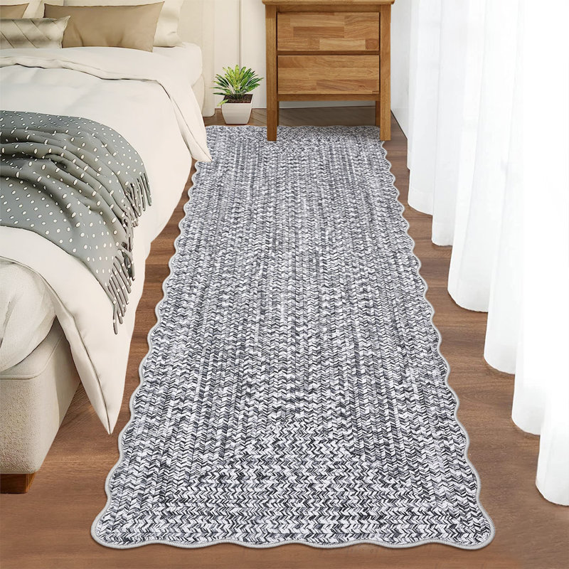 Tapis festonné Farmhouse, Gris, Tapis de couloir 2 pi x 10 pi