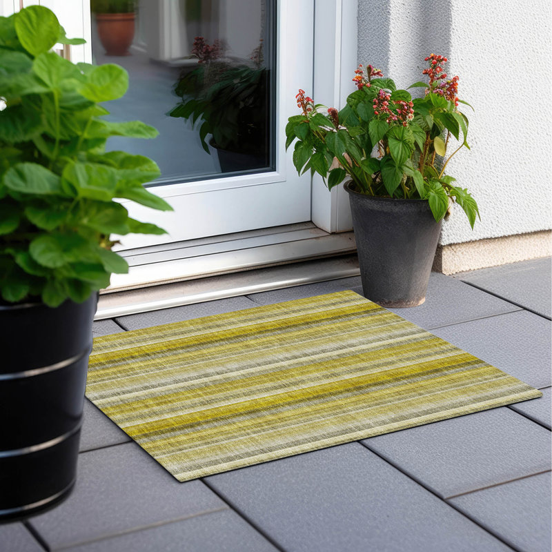 Kinslee Washable Striped Indoor / Outdoor Rug, Rectangle 1'8" x 2'6"