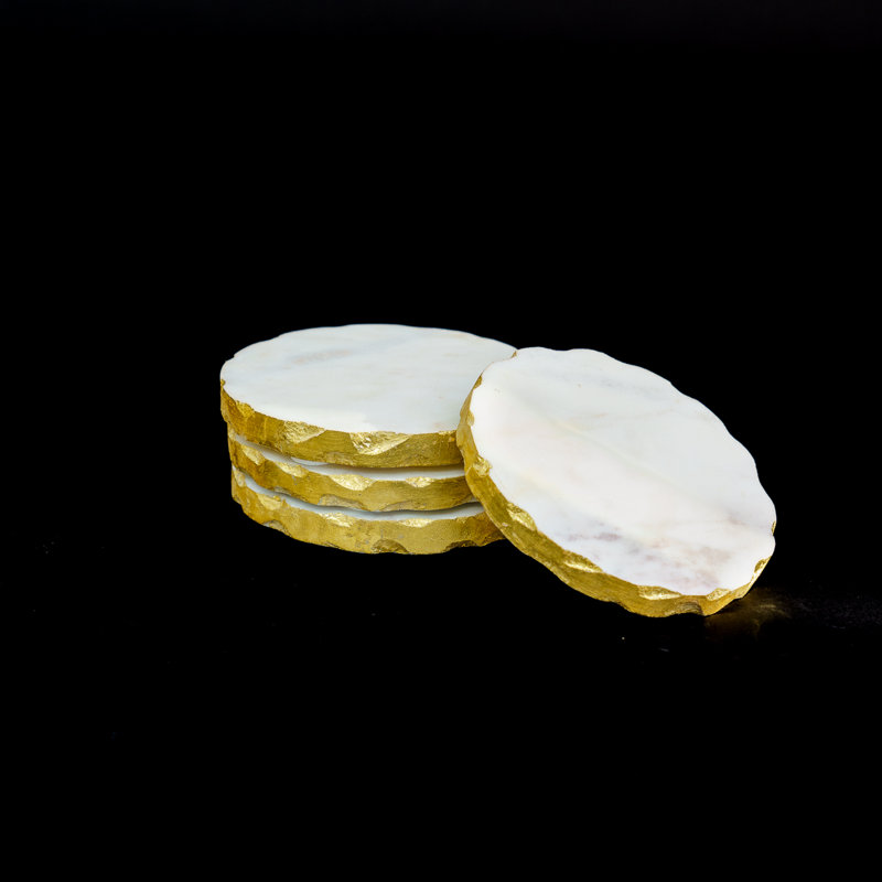 Ensemble de 4 sous-verres en marbre blanc