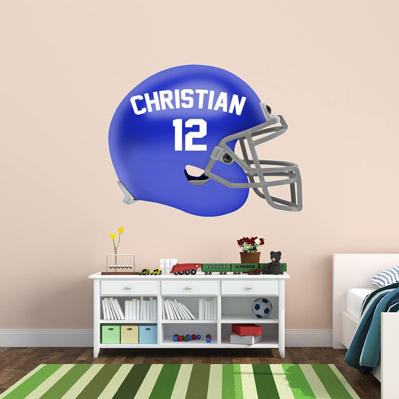 Adhésif mural casque de football, H 18 po x l 22 po, Bleu