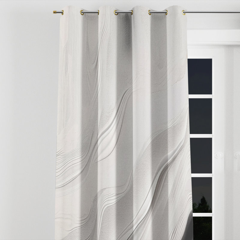 Avenleigh - Abstract Marble Blackout Grommet Curtain - 1 panel, 52" W x 84" L, Golden Grommets