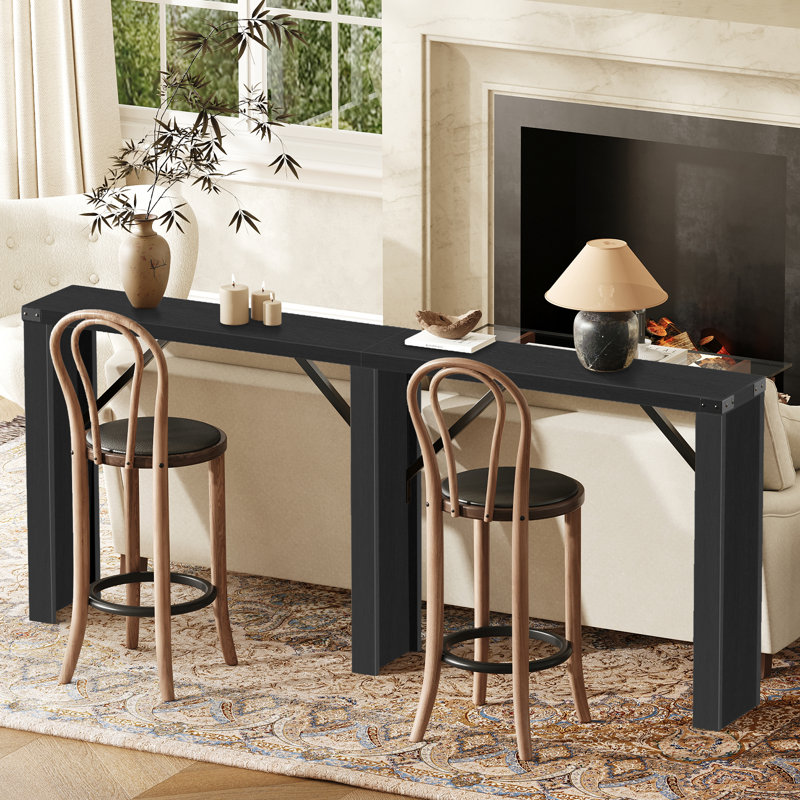 Table d'entrée en bois Farmhouse Console, Noir, H 29,5 po x l 70,86 po x P 8,6 po