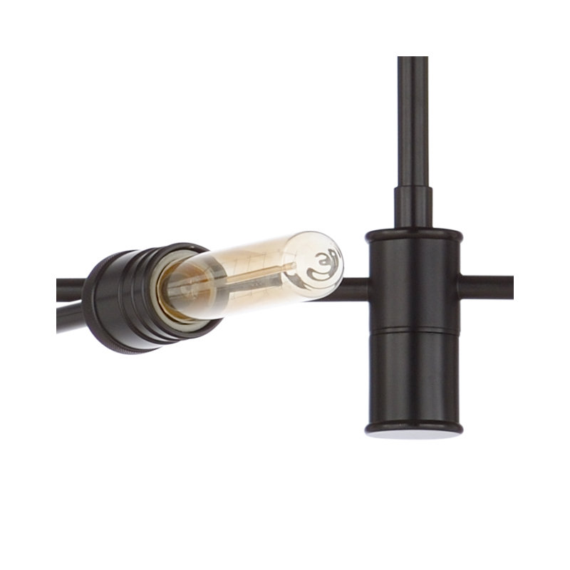 Lustre linéaire moderne Spoutnik 6 lumières Pluton, Noir satiné