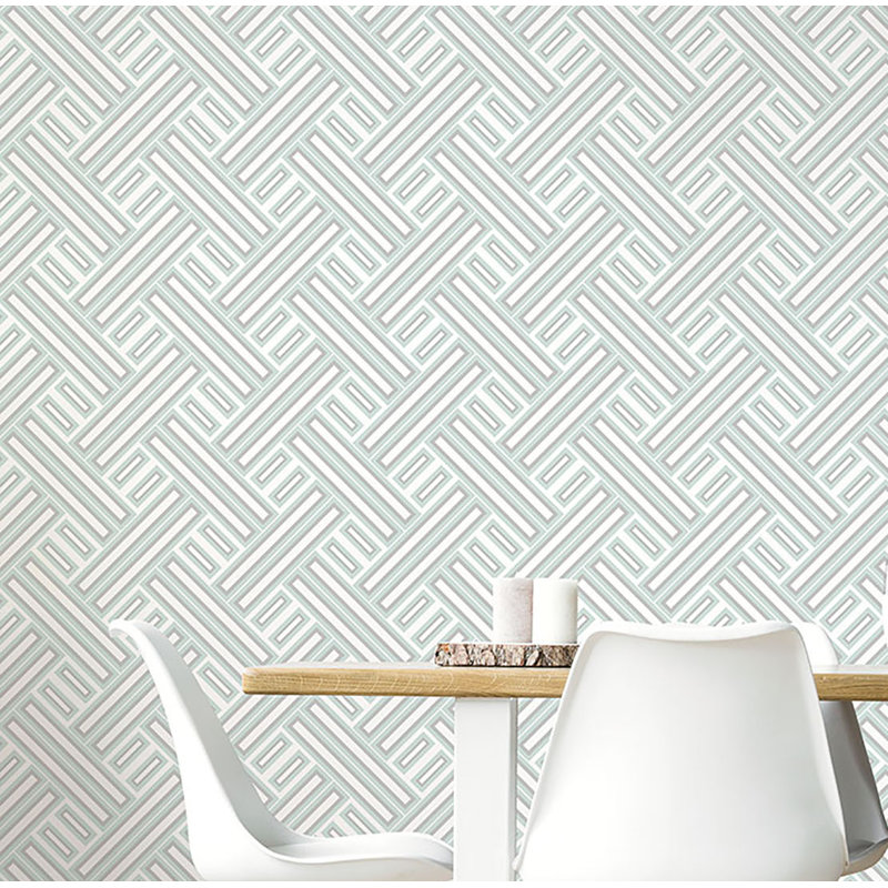 Geometrix 10m x 52.8cm Satin Wallpaper Roll, Green