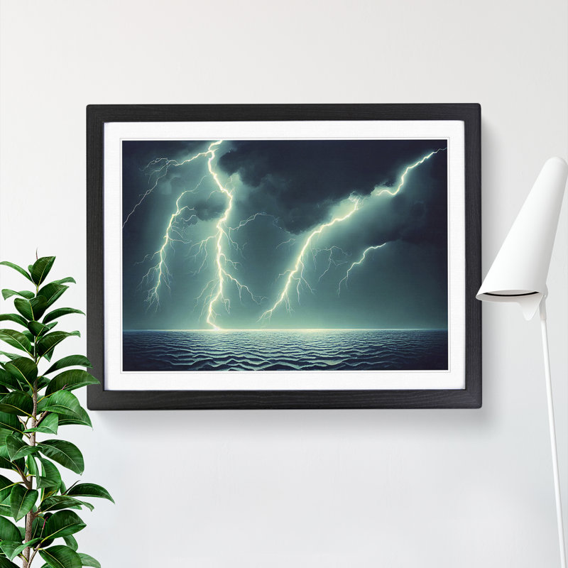 Excellent Lightning Storm Vol.2 - Single Picture Frame Print, Black, 46cm H x 64cm W x 2cm D