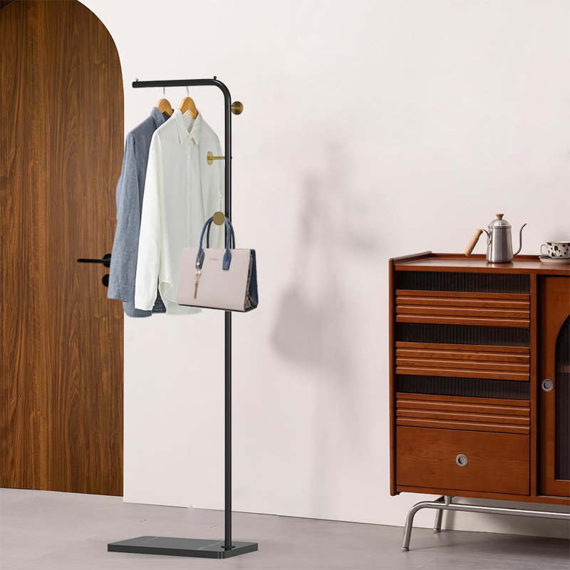 Freestanding Metal Coat Rack For Entryway And Corner, Black