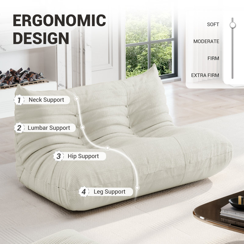 Gokruibsr Lazy Sofa, Upholstered Armless Sofa, Fireside Bean Bag