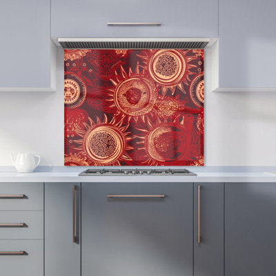 Moon And Sun Bevelled Glass Tile in Grey