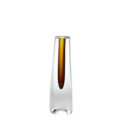Triangle Cut Glass Vase-Amber