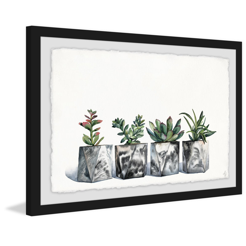 « classy pots », reproduction de peinture à l’aquarelle encadrée, H 12 po x l 18 po x P 1,5 po