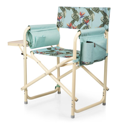 Outdoor Directors Chair with Side Table - Beach Chair for Adults - Camping Chair with Table Schell by Bay Isle Home