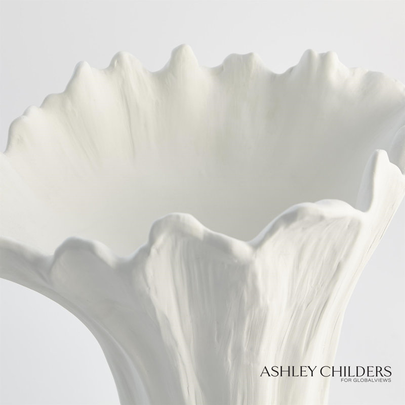 Organic Wave Oval Bowl-White-Lg, White