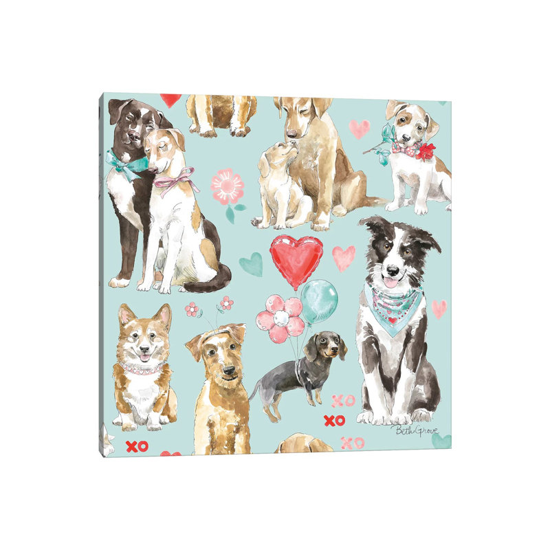 Paws Of Love Pattern IC by Beth Grove - Wrapped Canvas Print, 45.72 cm H x 45.72 cm W x 1.91 cm D
