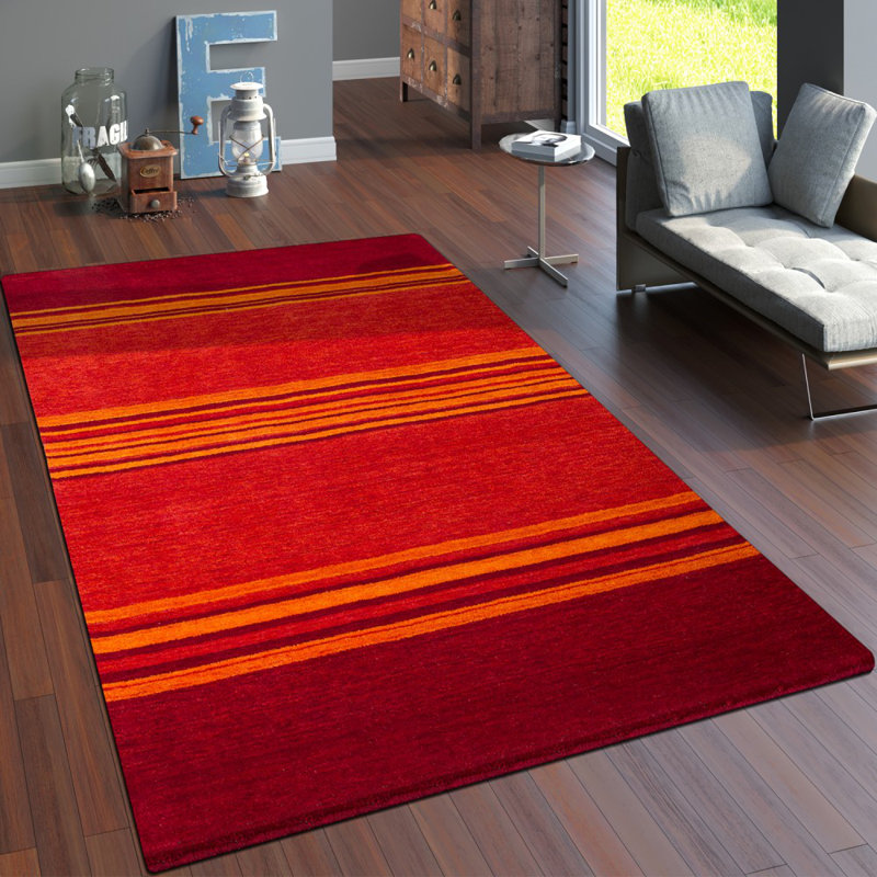 Uinta Striped Wool Hand Woven Area Rug, Rectangular 80 x 150cm