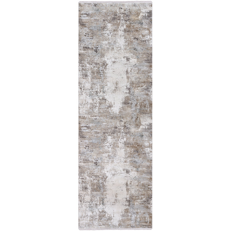 Tapis taupe / gris tissé à la machine Bannock, Tapis de couloir 3 pi x 8 pi