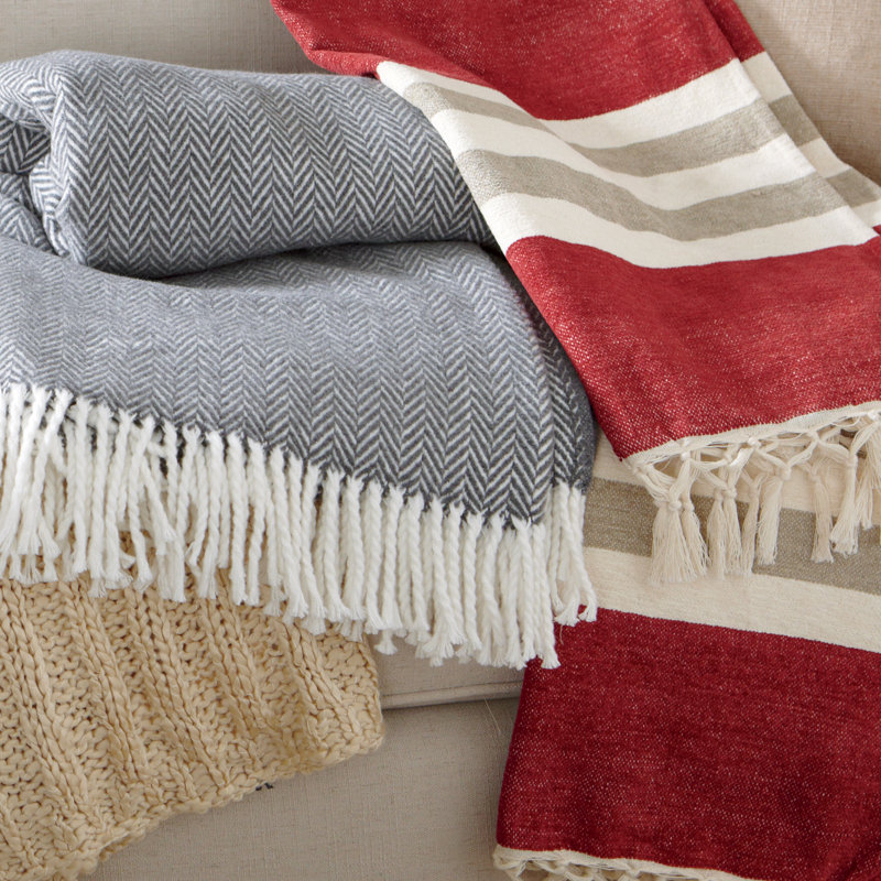 Brampt Hand Woven Throw Blanket, Dark Gray