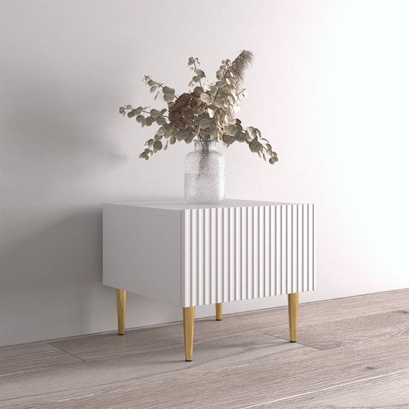 Ayan 15.7" Nightstand with Matte Finish, White