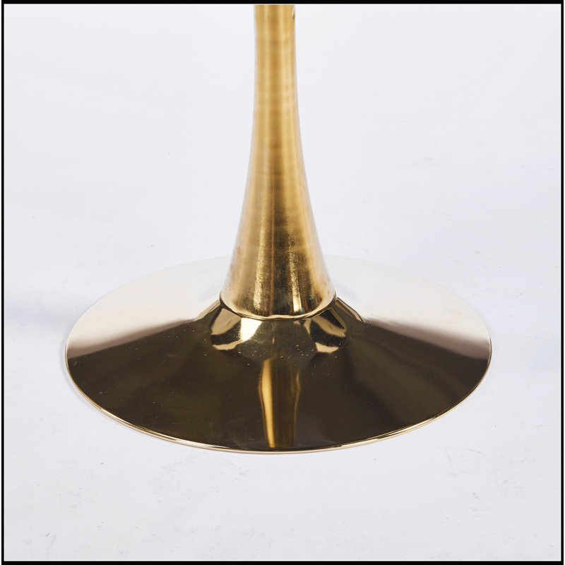 24 Inch Square Tulip Dining Table with Sturdy Golden Metal Pedestal Base for 2-4 Persons