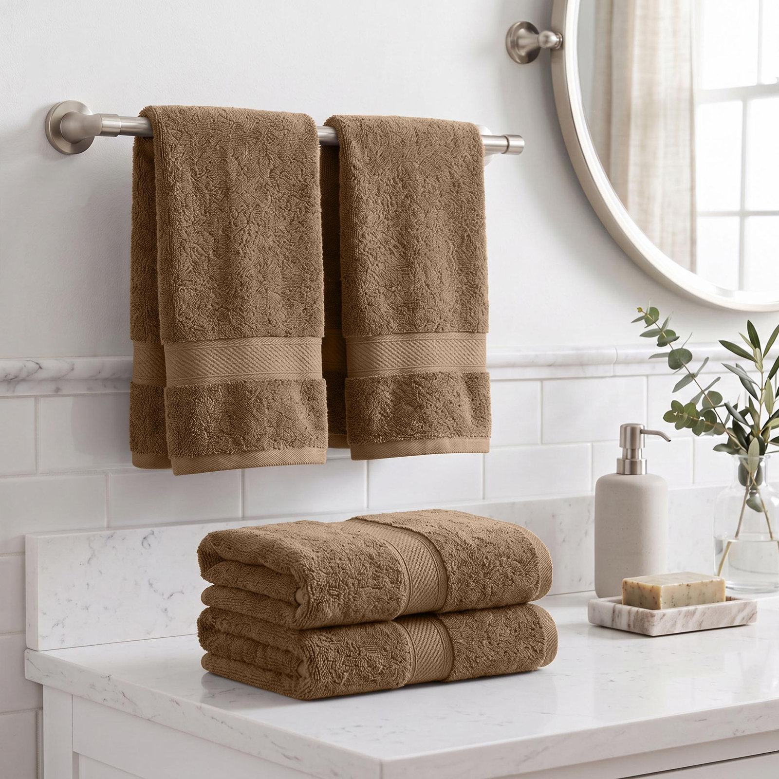 Egyptian Cotton Hand Towels, Latte