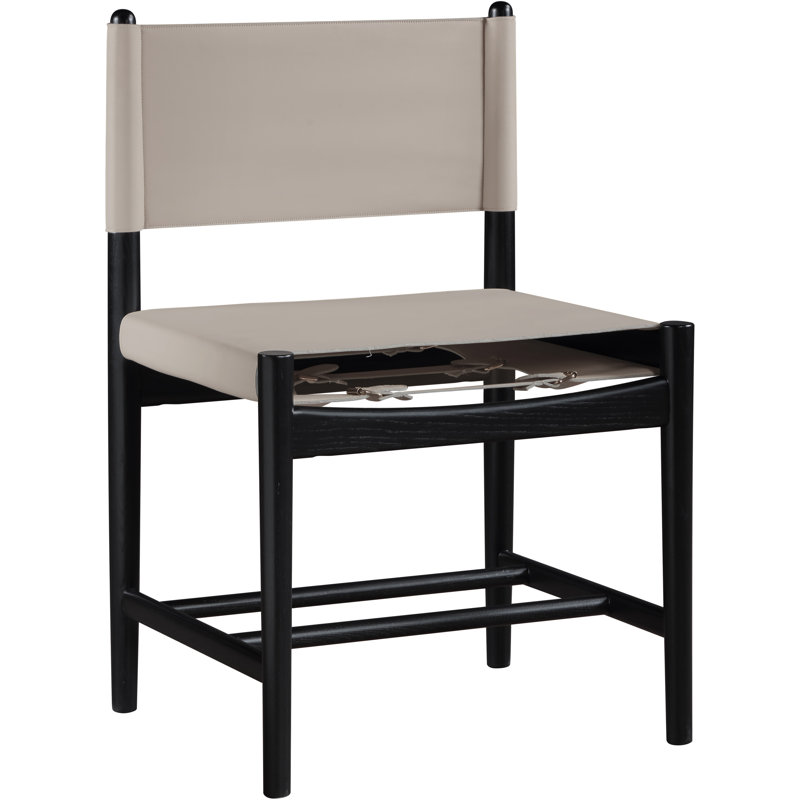 Chaise rembourrée en cuir Rawlins, Cuir taupe végétalien, Noir