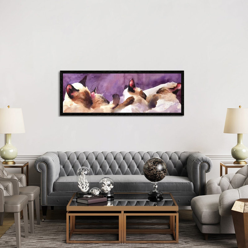 Siamese Strip by Rachel Parker - Panoramic Painting on Canvas, Black Framed, 50.8cm H x 152.4cm W x 3.81cm D