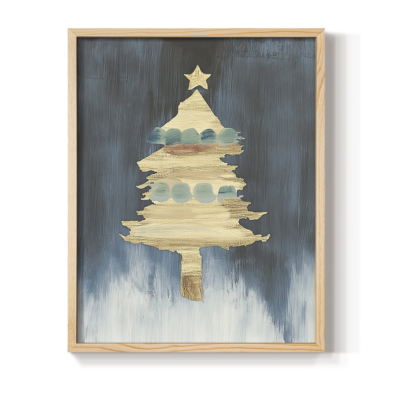 «Christmas Holiday Art CXCII», reproduction d'art encadrée - bois massif, Naturel, H 11 po x l 9 po