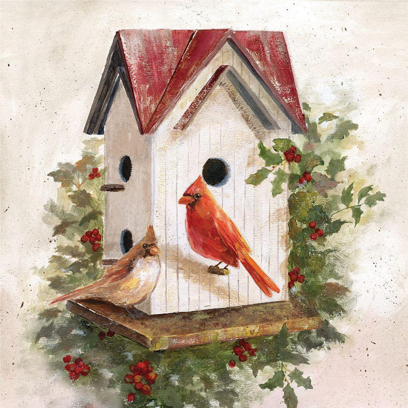 Ophelia & Co., galerie d'art sur toile tendue Nan: Holly Berry Birdhouse, H 36 po x l 36 po