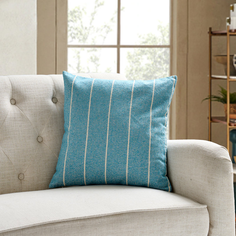 Coussin French Stripe, Polyester, Bleu mer