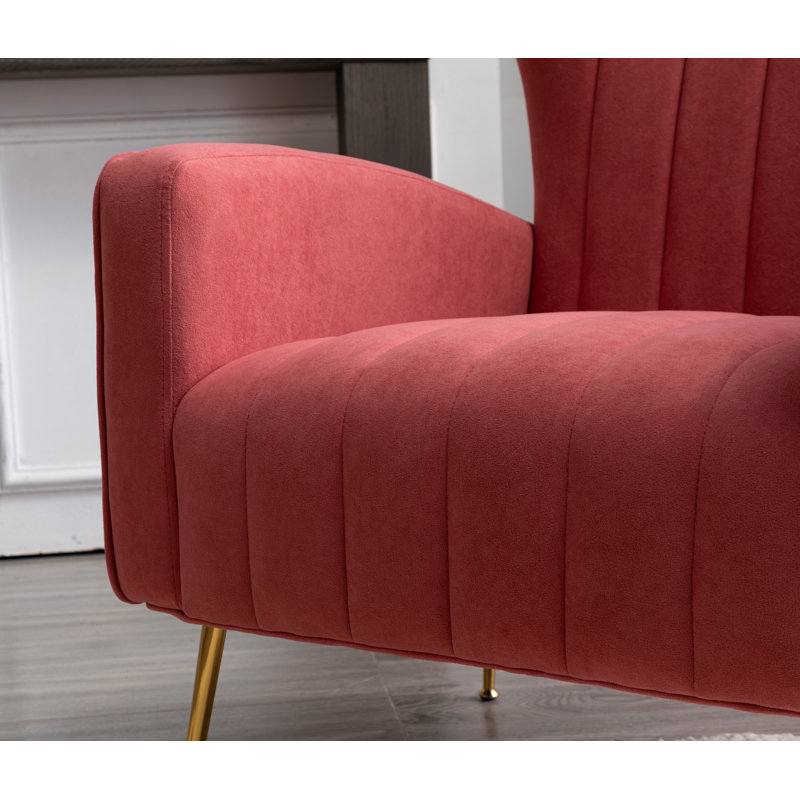 Milana 27" Wide Velvet Wingback Chair, Blush Pink Velvet