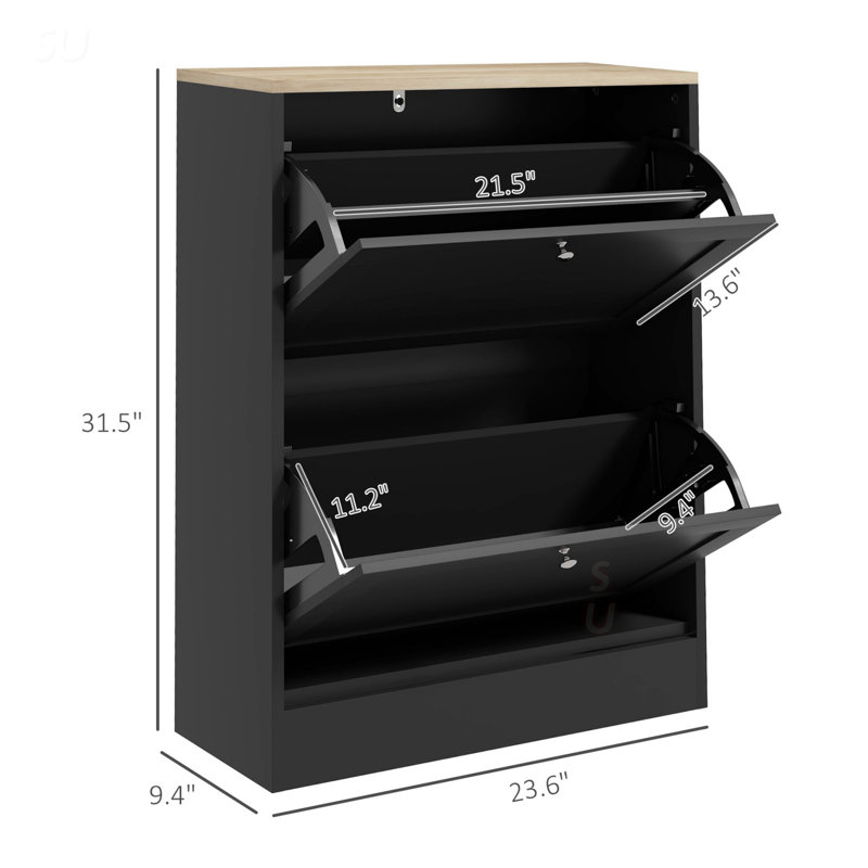 Slim Shoe Cabinet For Entryway, Black