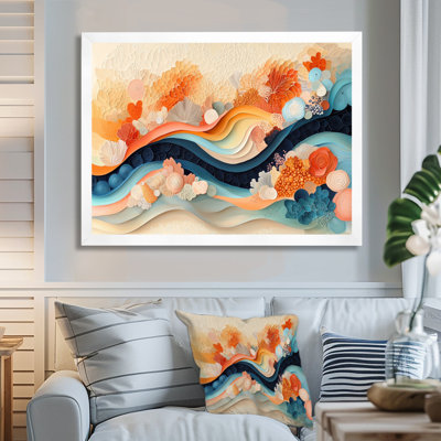 Abstrait corail vagues océaniques de l'éternité V - corail, art mural