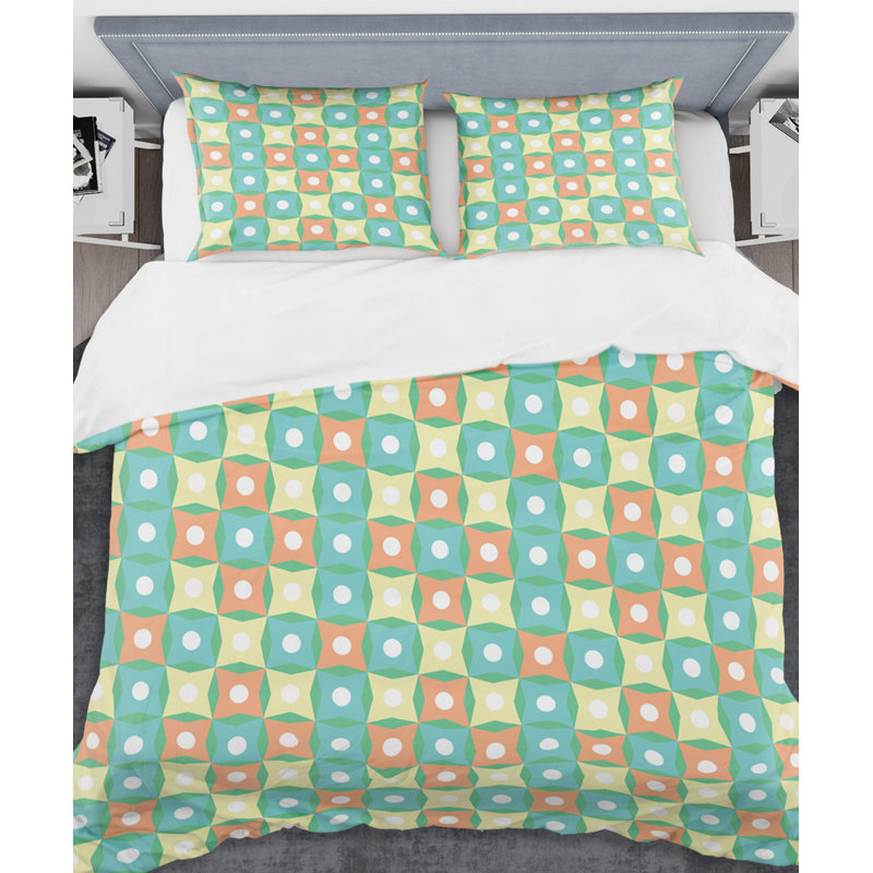  Ensemble de housse de couette Abstract Retro I Mid-Century, Housse de couette double / grand et 2 taies
