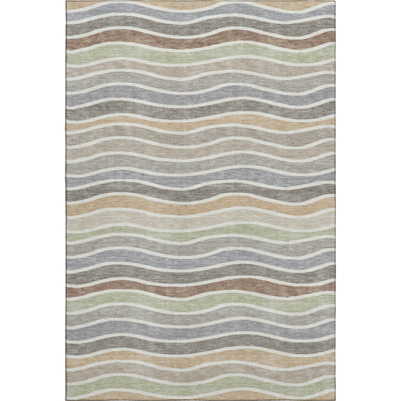 Premium Machine Washable Mayfield AMF2333 Stripes Rug, 10' x 14', Taupe