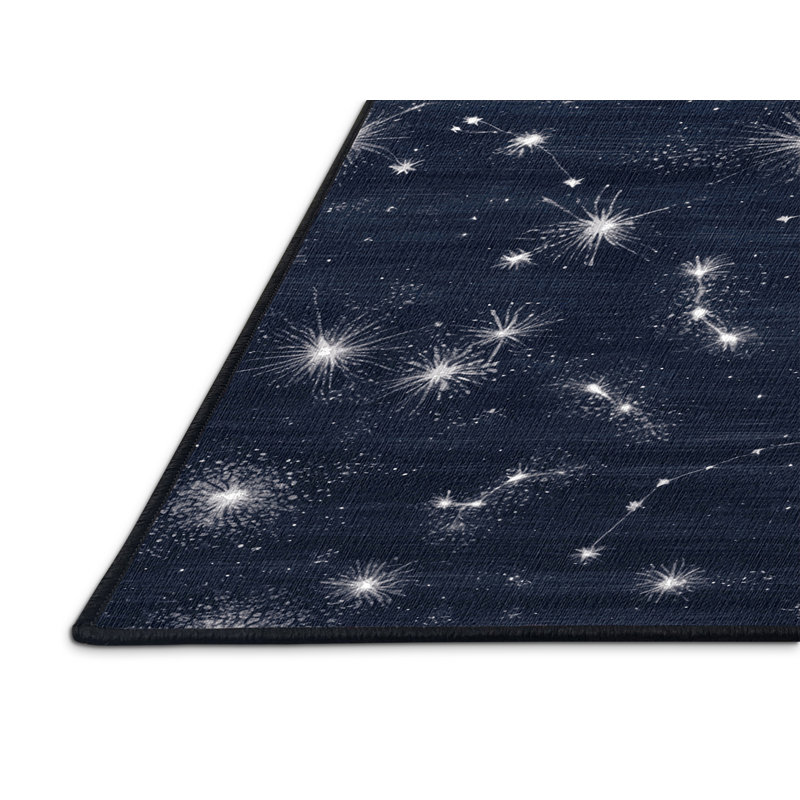 Washable Coastal Night Sky Coastal Area Rug, Rectangle 3' x 5'