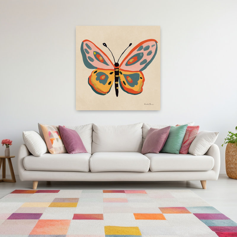 Art contemporain de papillons flottant II, H 48 po x l 48 po