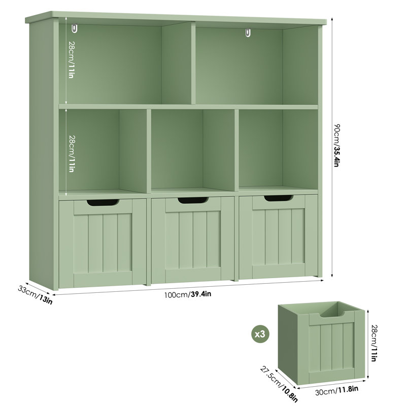 Kalb 39.4"W x 35.4'' H Toy Box and Organizer, Morandi Green