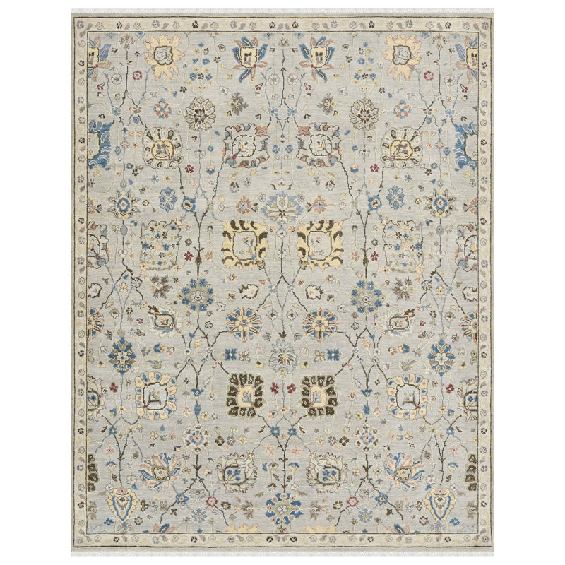 Bristol Hand Knotted Wool Floral Area Rug, Rectangle 12' x 15'