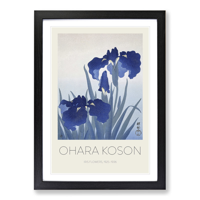 Blue Iris Flowers by Pierre-Auguste Renoir - Picture Frame Art Prints, Black, 65cm H x 48cm W x 2cm D