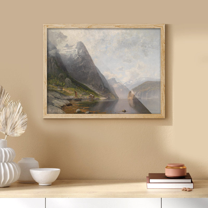 " Retro Mountain Range River Passage ", Natural, 11" H x 14" W