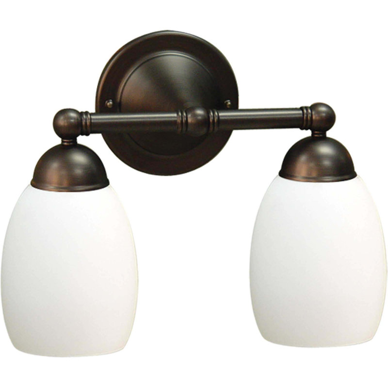 Luminaire pour salle de bain ou applique murale 2 lumières Sussex en bronze Florence avec abat-jour en verre gravé blanc