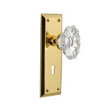 Crystal Chateau Interior Mortise Door Knob with New York Long Plate