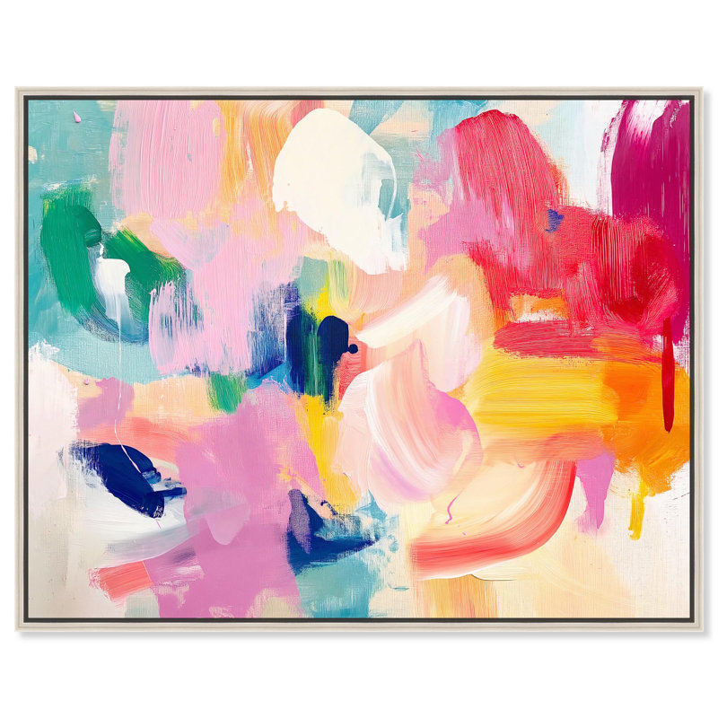 Pigment Play I Canvas Abstracts par, H 31 po x l 37 po, Cadre argenté